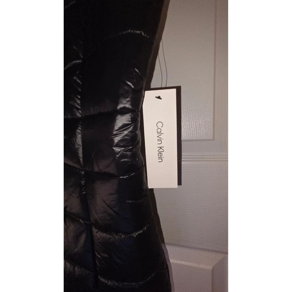 Calvin‎ Klein Womens Black Chevron Quilted Puffer Vest SP44612600 Small NWT